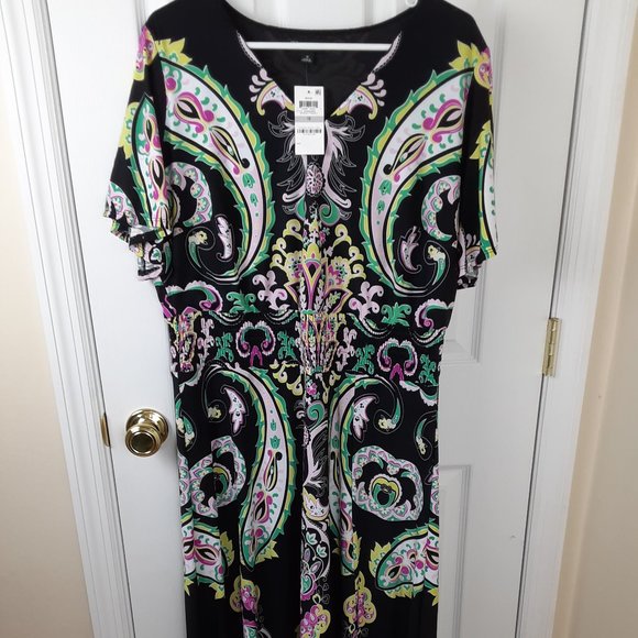 NWT INC International 1X Paisley Maxi Dress - Picture 1 of 12
